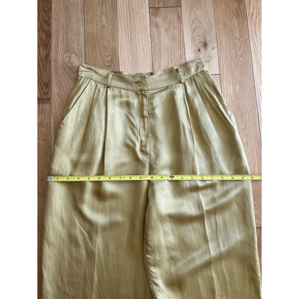 VTG Genny 2 Piece Sleeveless 100% Silk Pant Suit Yellow Made in Italy Size US 4 - Picture 8 of 15